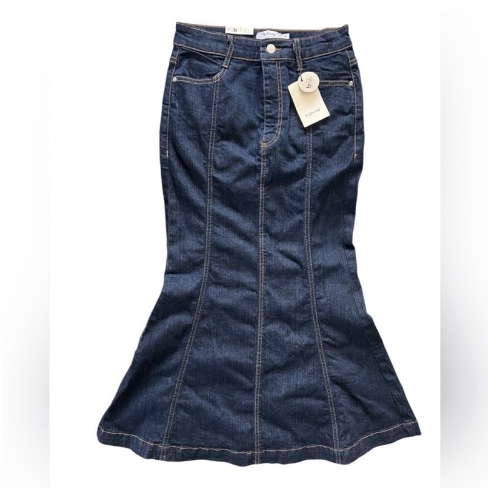 B.young Fit and Flare Denim Maxi Skirt | 4